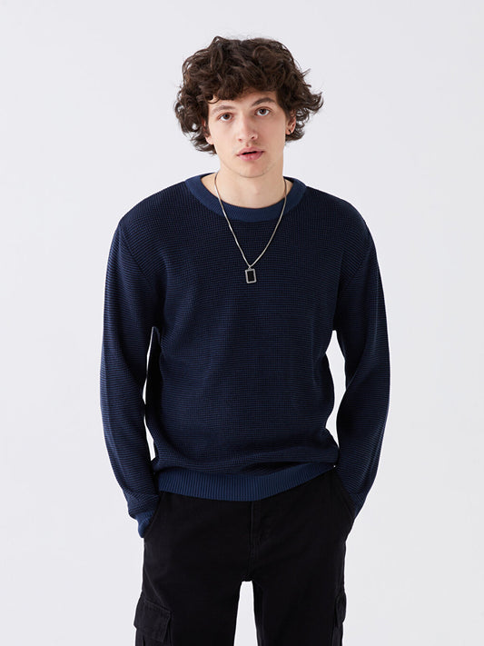 Crew Neck Long Sleeve Men's Knitwear Sweater