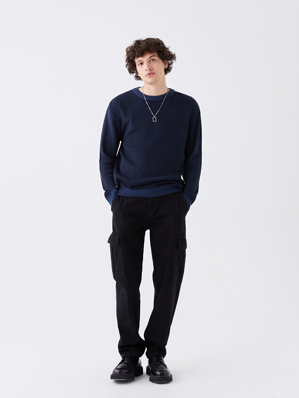 Crew Neck Long Sleeve Men's Knitwear Sweater