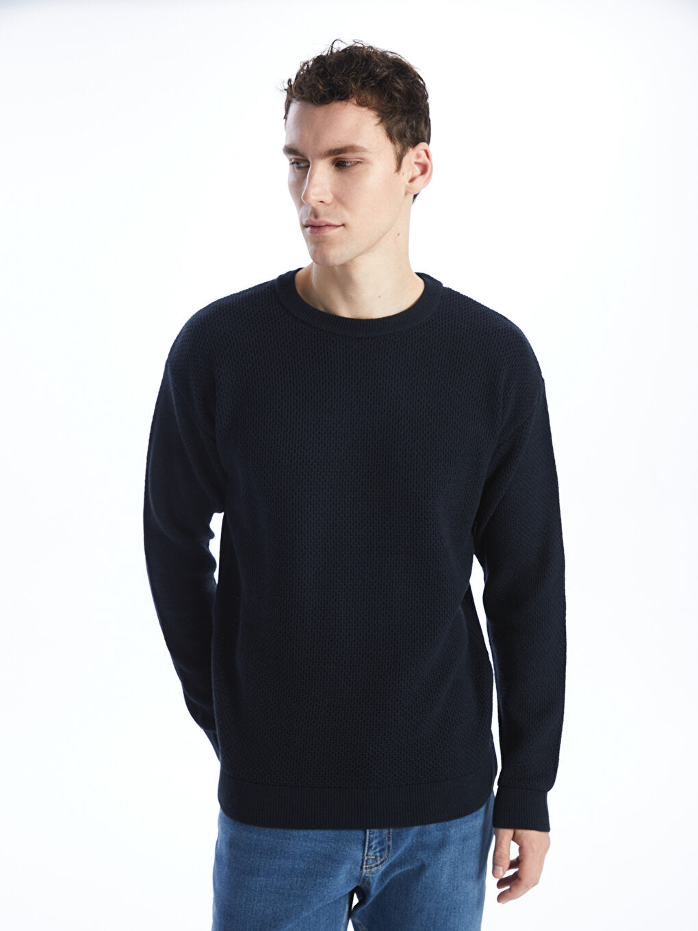 Crew Neck Long Sleeve Men's Knitwear Sweater