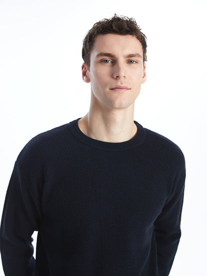 Crew Neck Long Sleeve Men's Knitwear Sweater