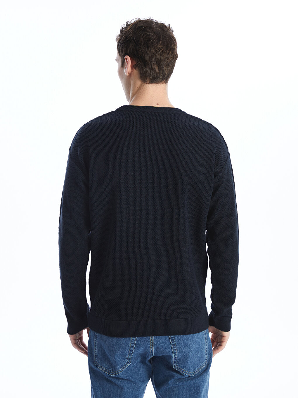 Crew Neck Long Sleeve Men's Knitwear Sweater