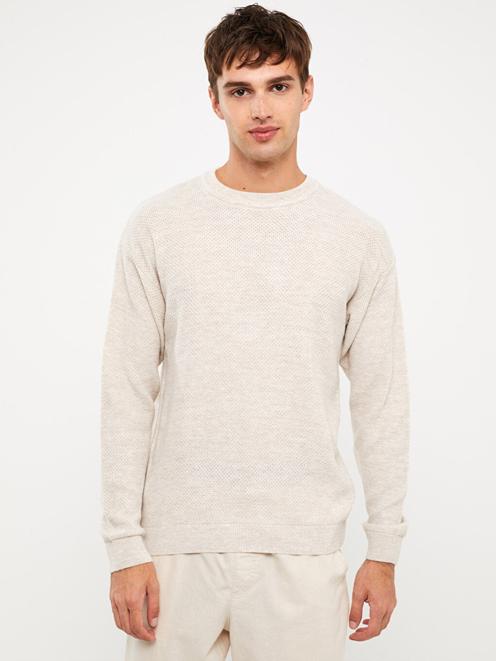 Crew Neck Long Sleeve Men's Knitwear Sweater