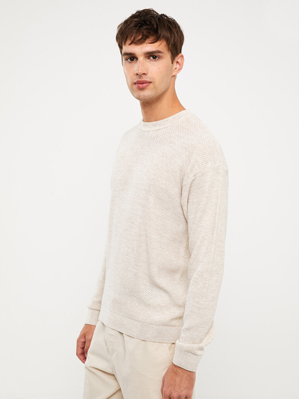 Crew Neck Long Sleeve Men's Knitwear Sweater