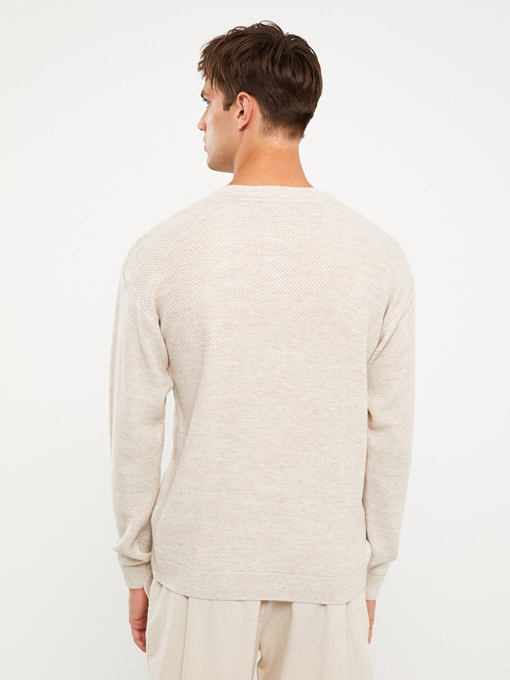 Crew Neck Long Sleeve Men's Knitwear Sweater