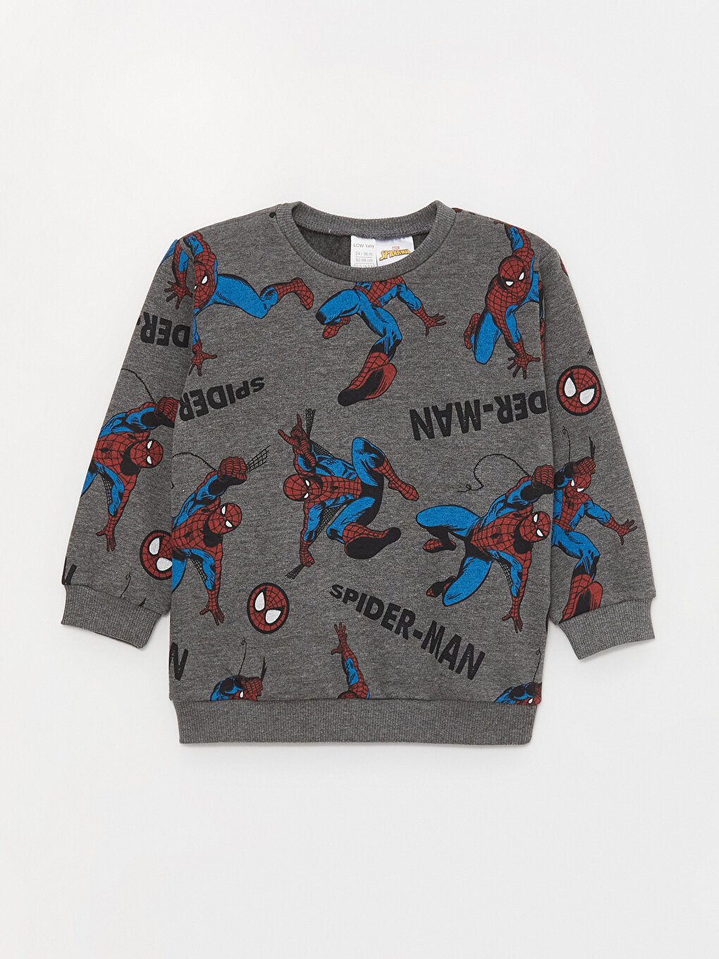 Crew Neck Long Sleeve Spiderman Printed Baby Boy Sweatshirt and Tracksuit Bottom 2-Piece Set