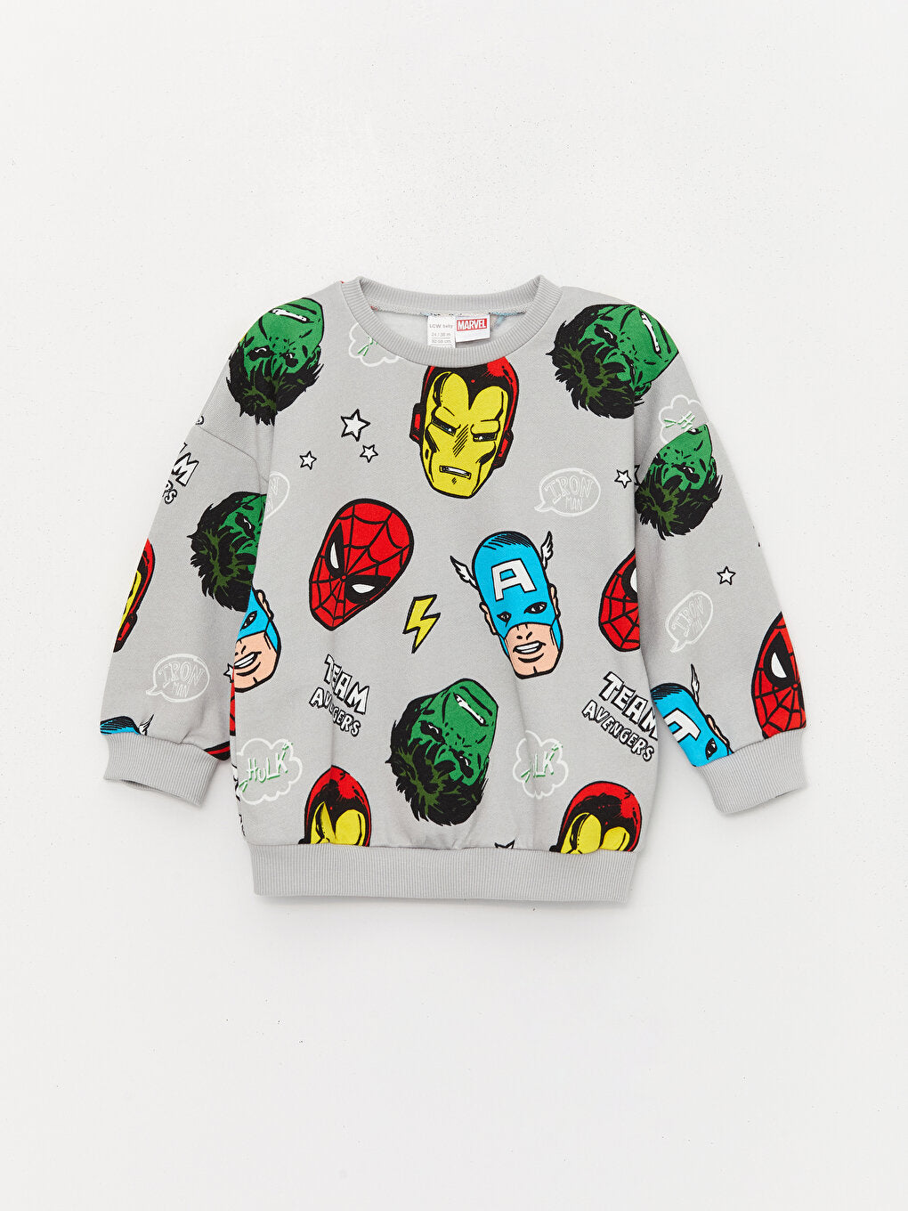 Crew Neck Marvel Printed Baby Boy Sweatshirt and Tracksuit Bottom 2-Piece Set