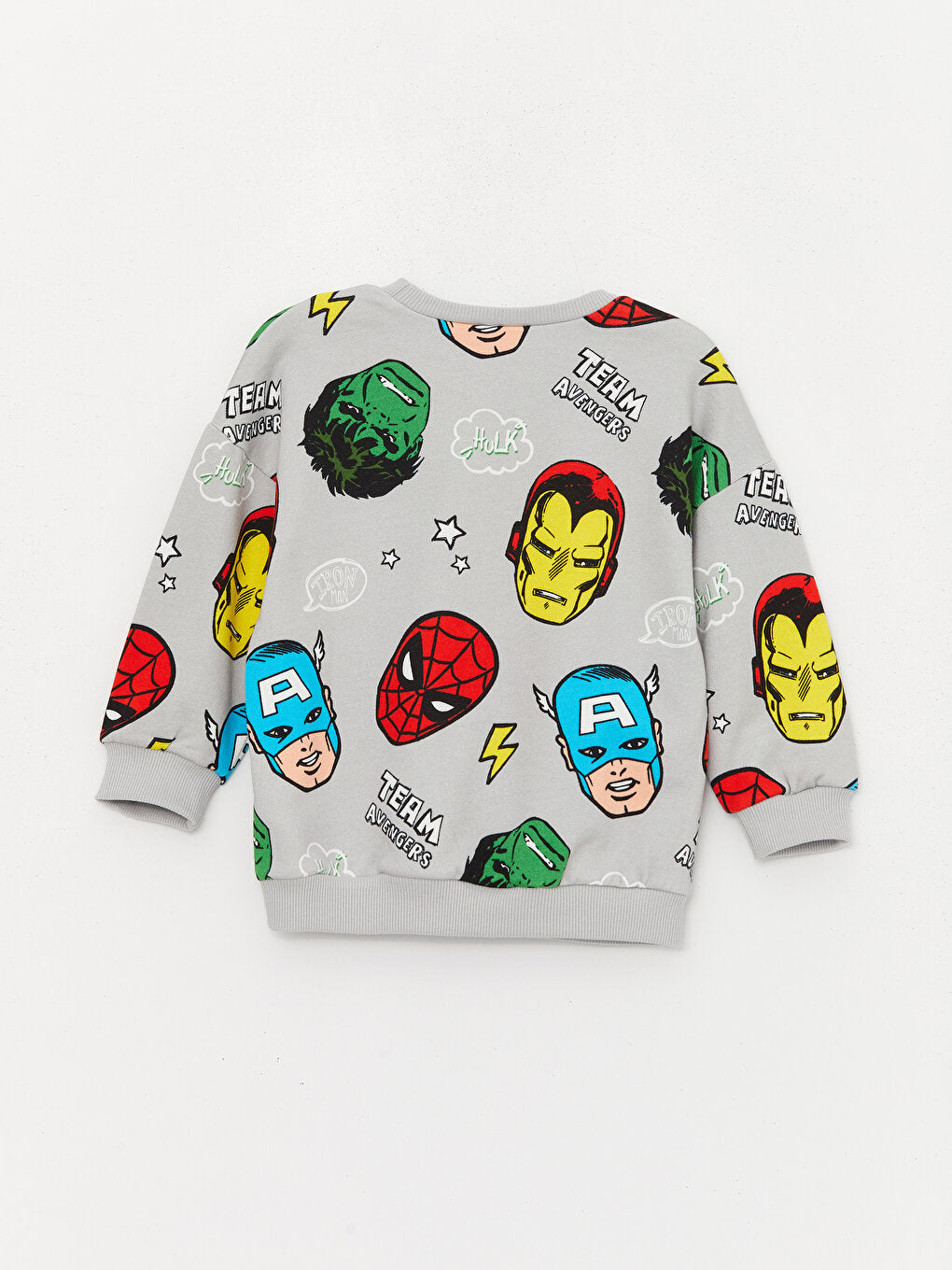 Crew Neck Marvel Printed Baby Boy Sweatshirt and Tracksuit Bottom 2-Piece Set