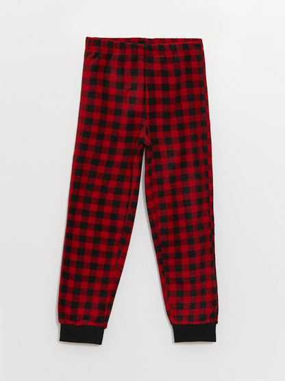 Plaid Fleece Boy's Pajama Bottom with Elastic Waist