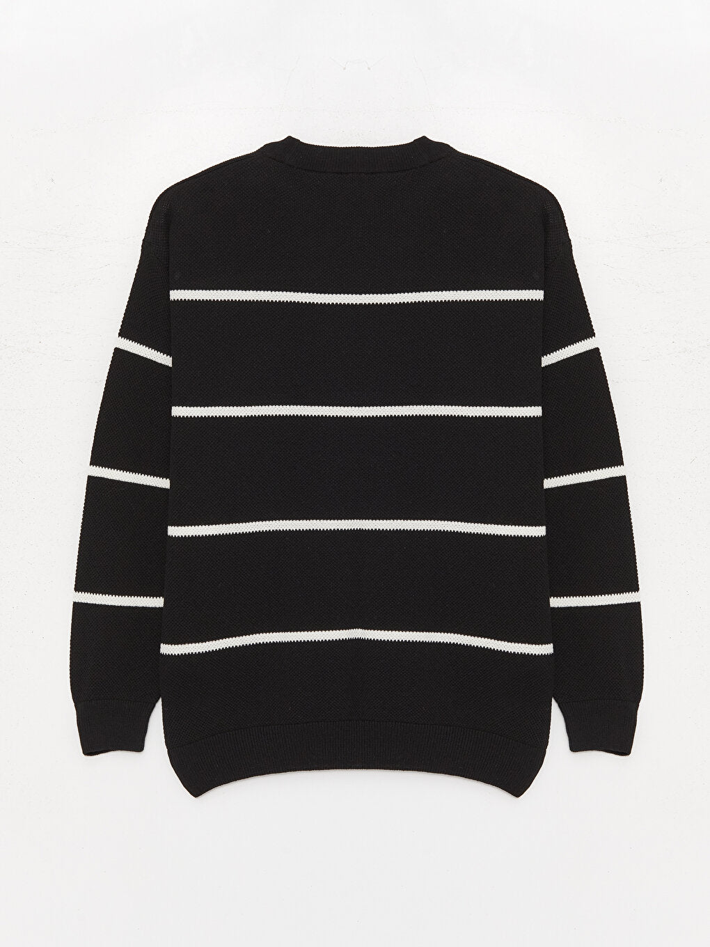 Crew Neck Long Sleeve Striped Men's Knitwear Sweater