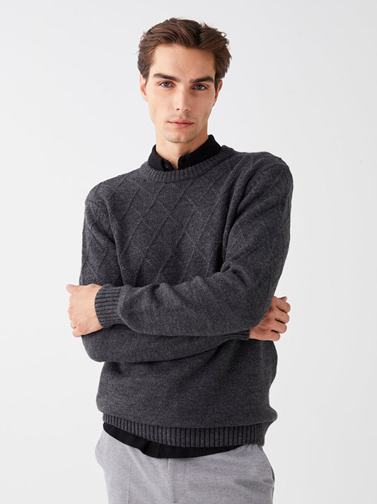 Crew Neck Long Sleeve Men's Knitwear Sweater