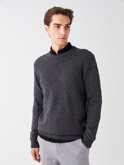 Crew Neck Long Sleeve Men's Knitwear Sweater