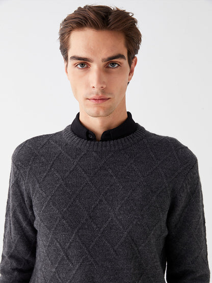 Crew Neck Long Sleeve Men's Knitwear Sweater