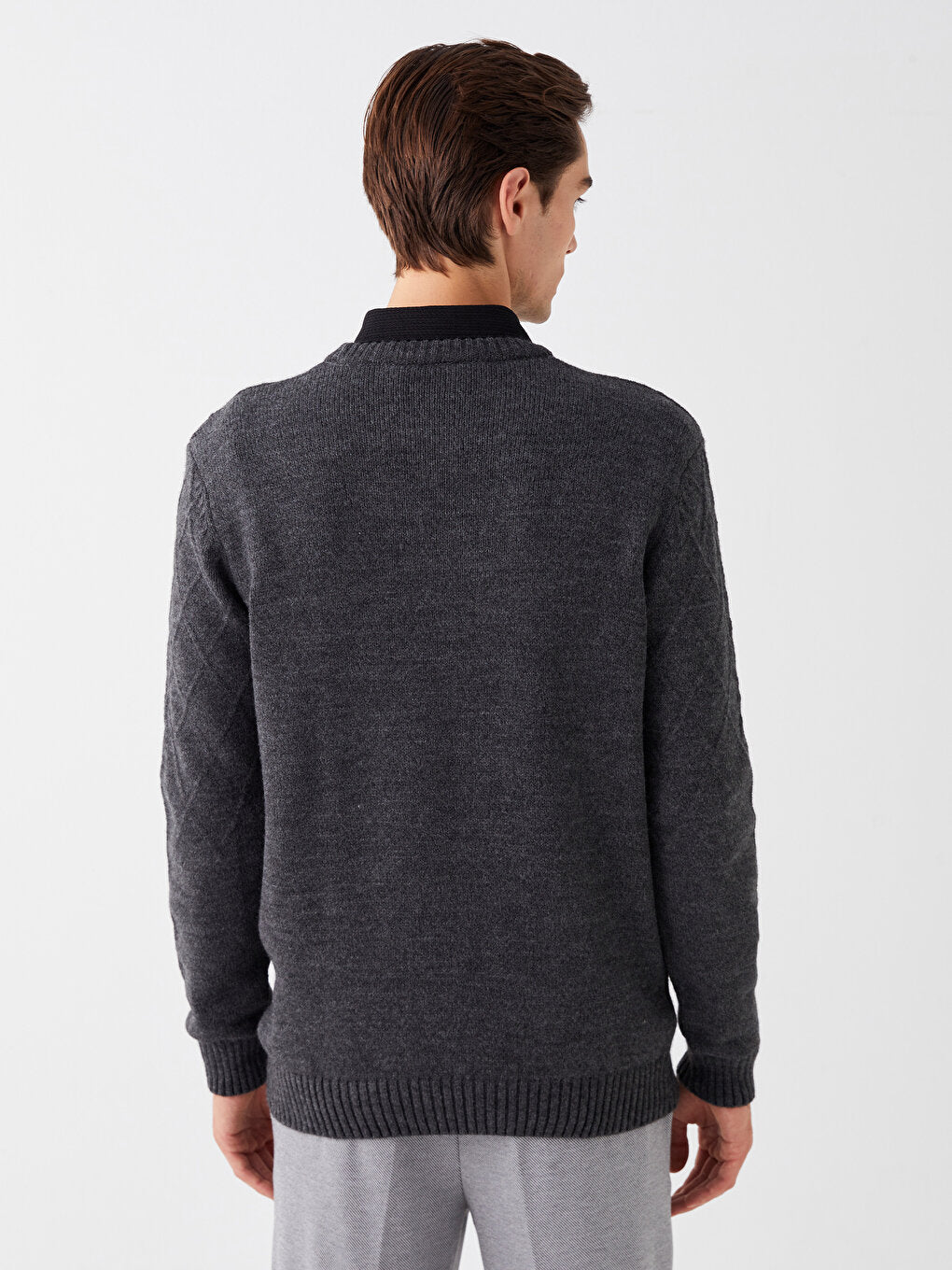 Crew Neck Long Sleeve Men's Knitwear Sweater