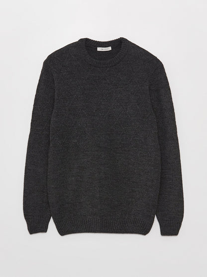 Crew Neck Long Sleeve Men's Knitwear Sweater