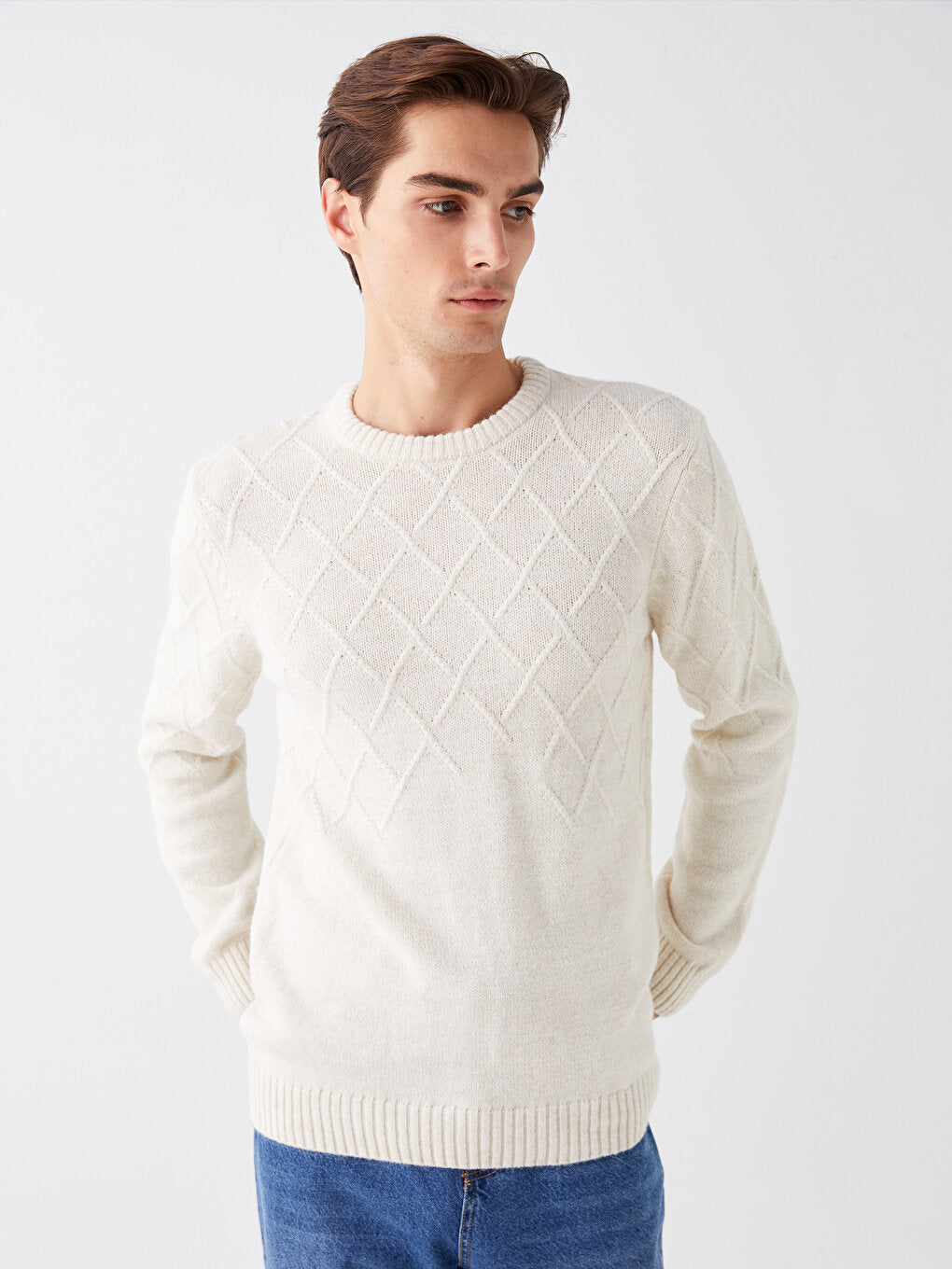 Crew Neck Long Sleeve Men's Knitwear Sweater