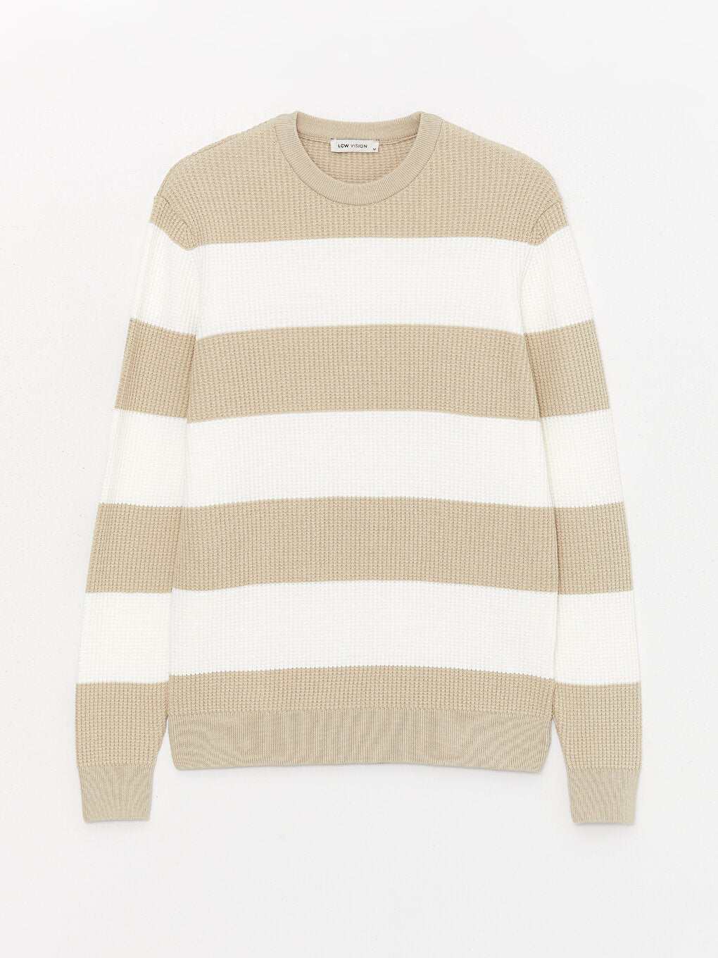 Crew Neck Long Sleeve Striped Men's Knitwear Sweater