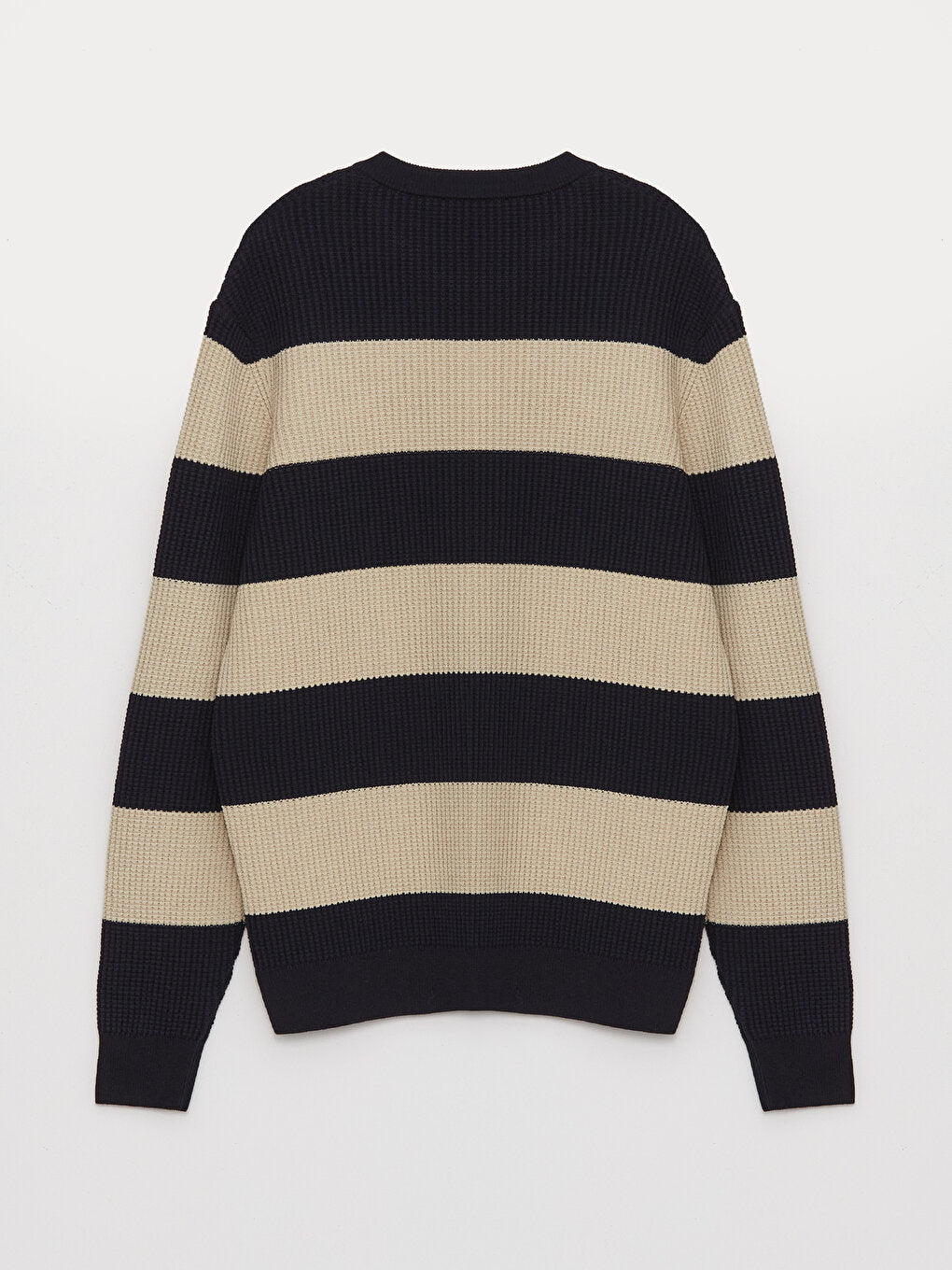 Crew Neck Long Sleeve Striped Men's Knitwear Sweater