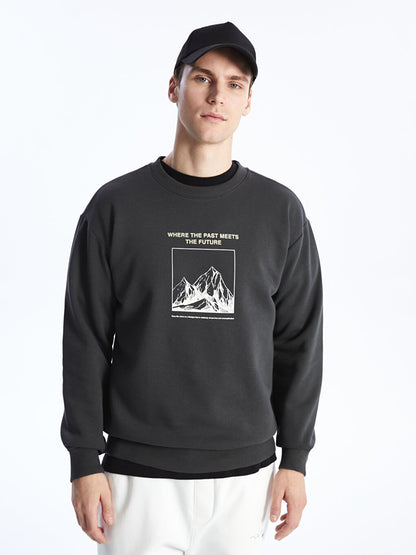 Crew Neck Long Sleeve Printed Men's Sweatshirt