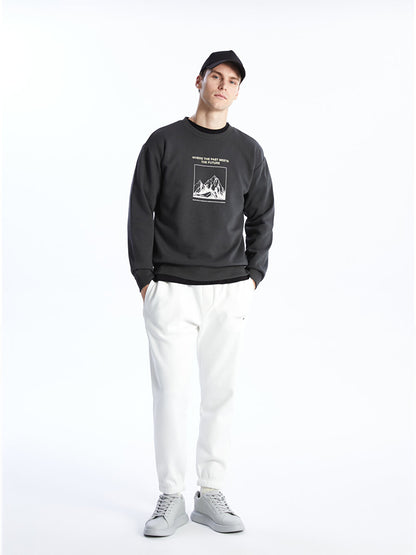 Crew Neck Long Sleeve Printed Men's Sweatshirt