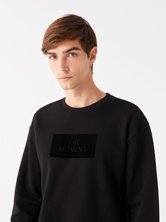 Crew Neck Long Sleeve Printed Men's Sweatshirt