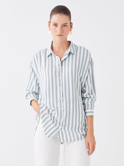 Striped Long Sleeve Oversize Women's Shirt