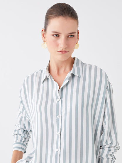 Striped Long Sleeve Oversize Women's Shirt