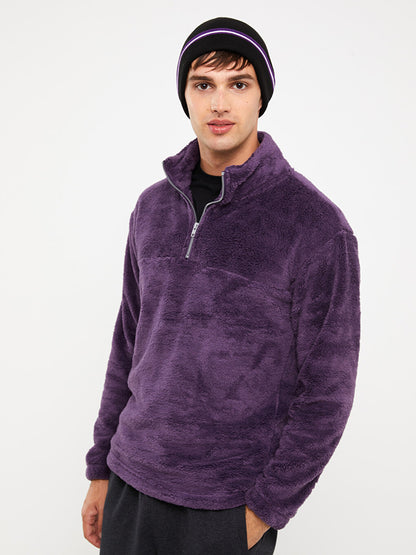 Stand-up Collar Long Sleeve Plush Men's Sweatshirt