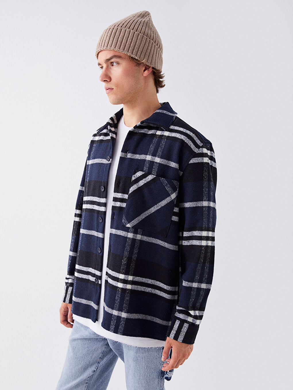 Comfortable Fit Long Sleeve Plaid Men's Lumberjack Shirt Jacket