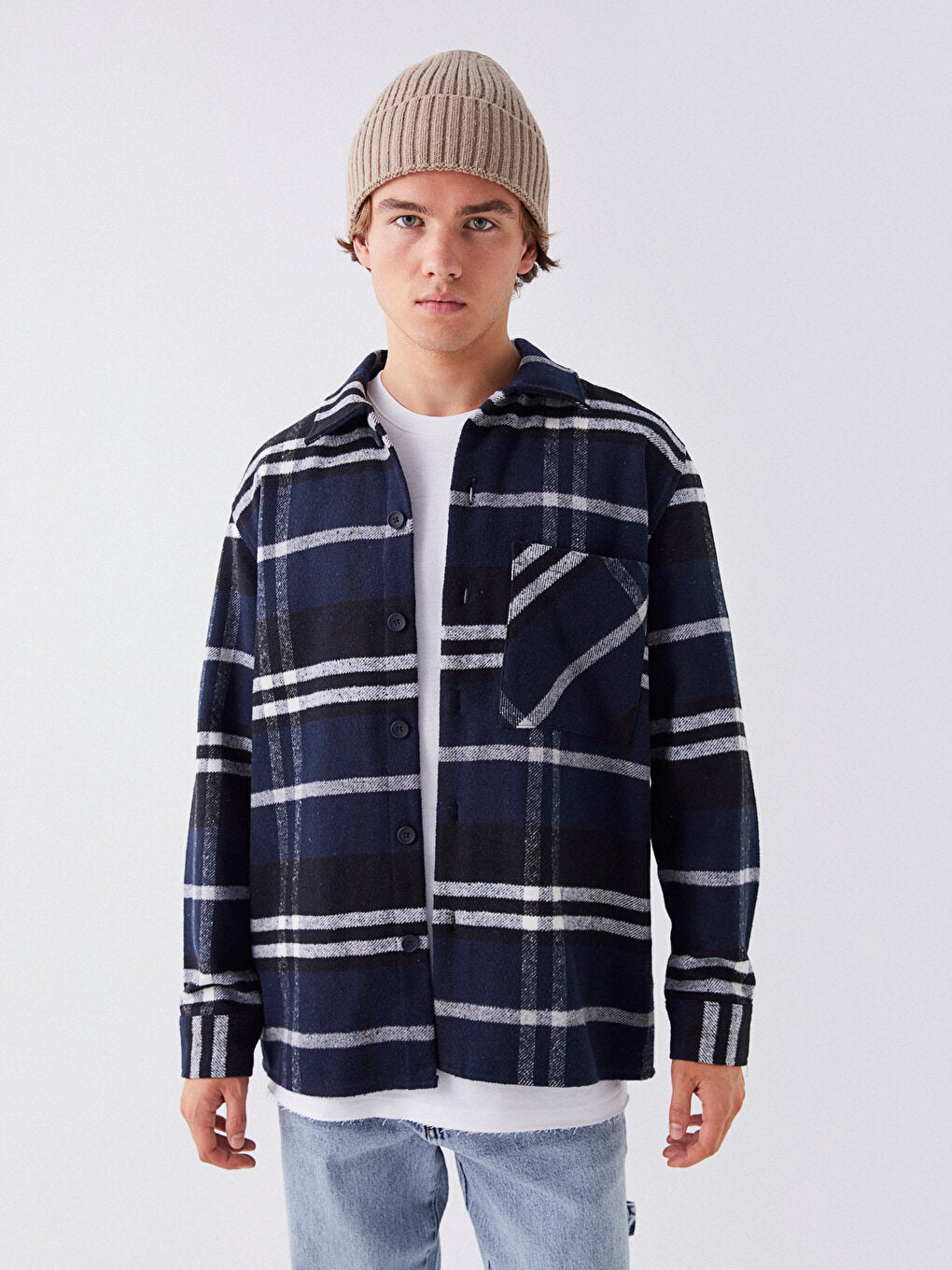 Comfortable Fit Long Sleeve Plaid Men's Lumberjack Shirt Jacket