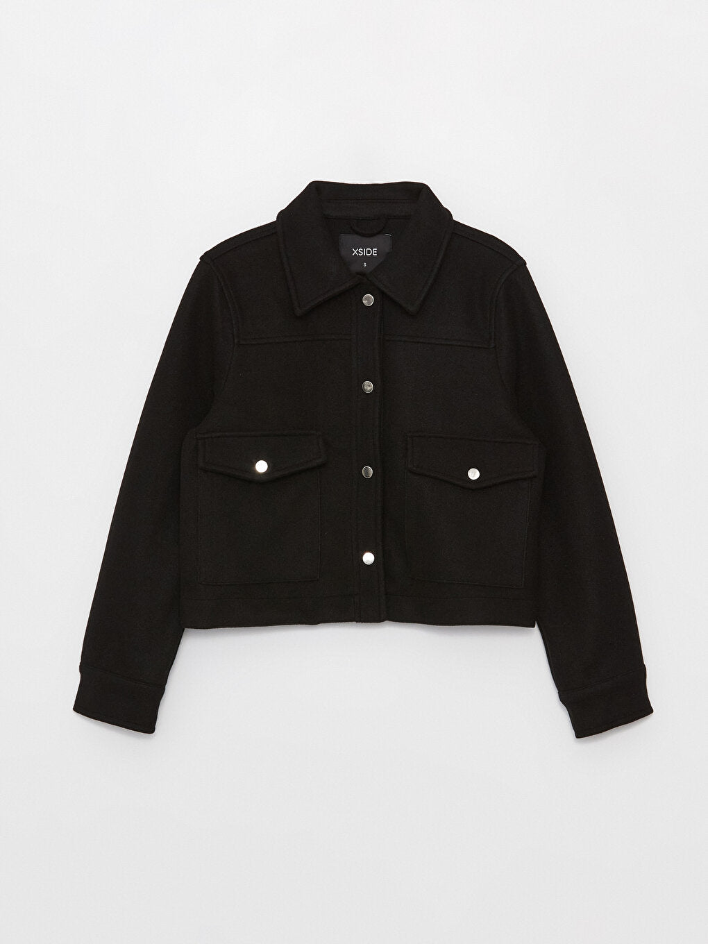 Shirt Collar Plain Long Sleeve Women's Jacket