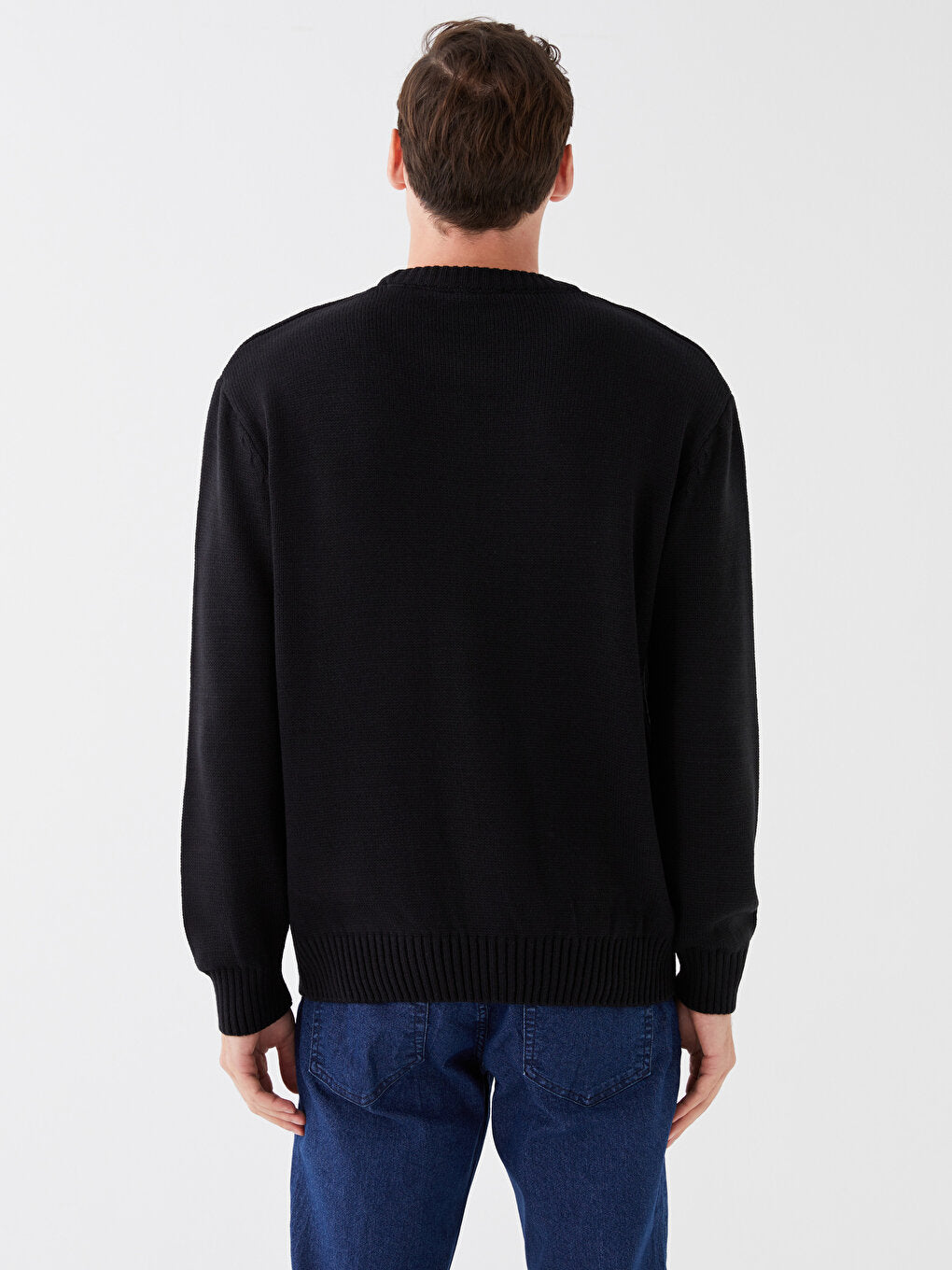 Crew Neck Long Sleeve Men's Knitwear Sweater