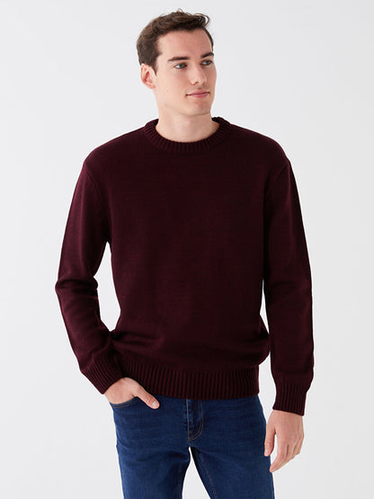 Crew Neck Long Sleeve Men's Knitwear Sweater