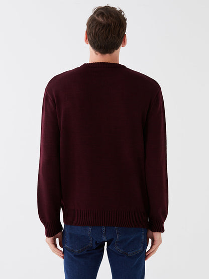 Crew Neck Long Sleeve Men's Knitwear Sweater