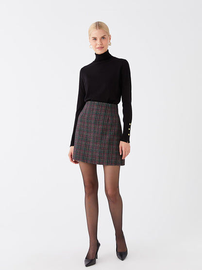 Patterned Women's Tweed Skirt with Zipper Waist