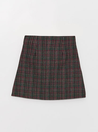 Patterned Women's Tweed Skirt with Zipper Waist