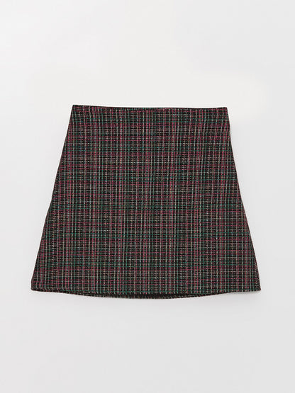 Patterned Women's Tweed Skirt with Zipper Waist