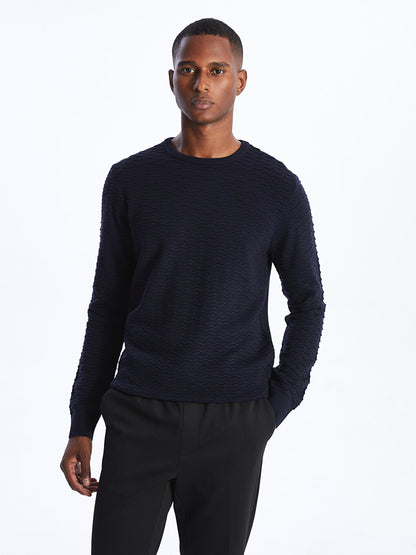 Crew Neck Long Sleeve Men's Knitwear Sweater