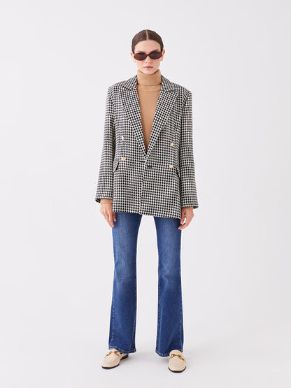 Patterned Long Sleeve Women's Tweed Blazer Jacket