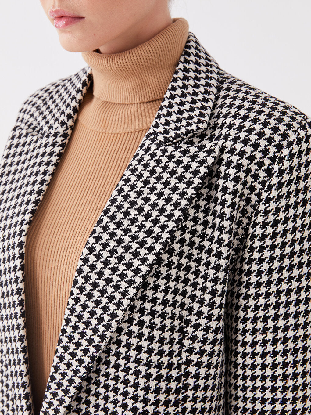 Patterned Long Sleeve Women's Tweed Blazer Jacket