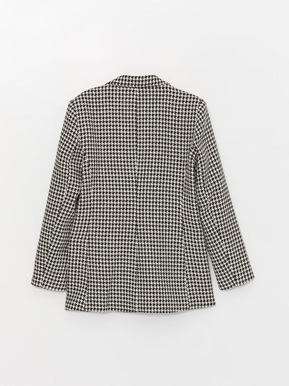 Patterned Long Sleeve Women's Tweed Blazer Jacket