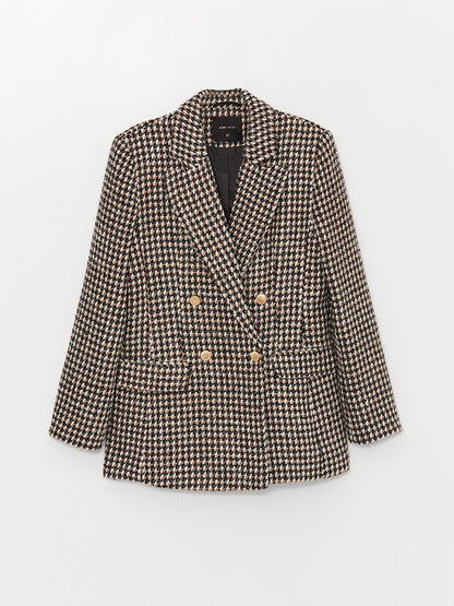 Patterned Long Sleeve Women's Tweed Blazer Jacket