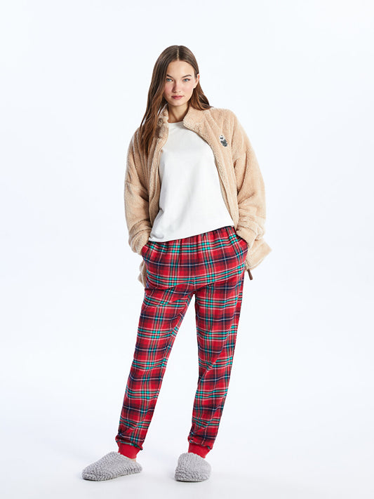 Plaid Women's Jogger Pajama Bottoms with Elastic Waist