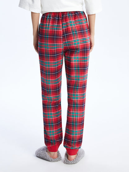 Plaid Women's Jogger Pajama Bottoms with Elastic Waist