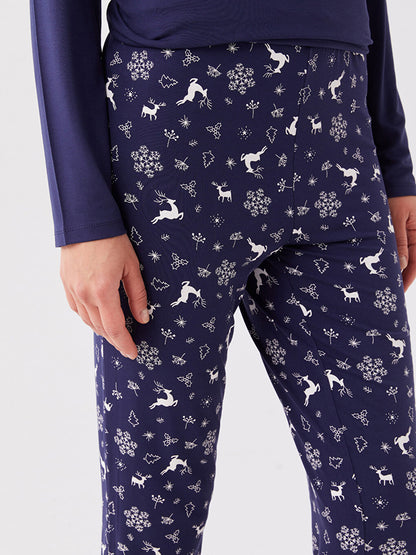 New Year's Themed Women's Pajama Bottom with Elastic Waist