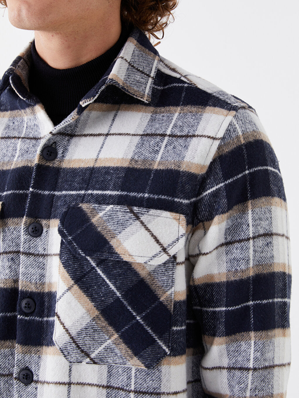 Comfortable Fit Long Sleeve Plaid Men's Shirt Jacket