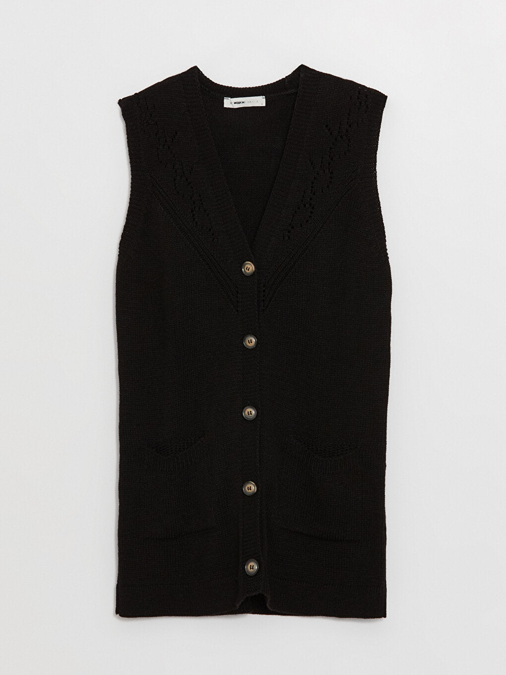 V-Neck Self-Patterned Women's Knitwear Vest