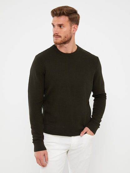 Crew Neck Long Sleeve Men's Knitwear Sweater