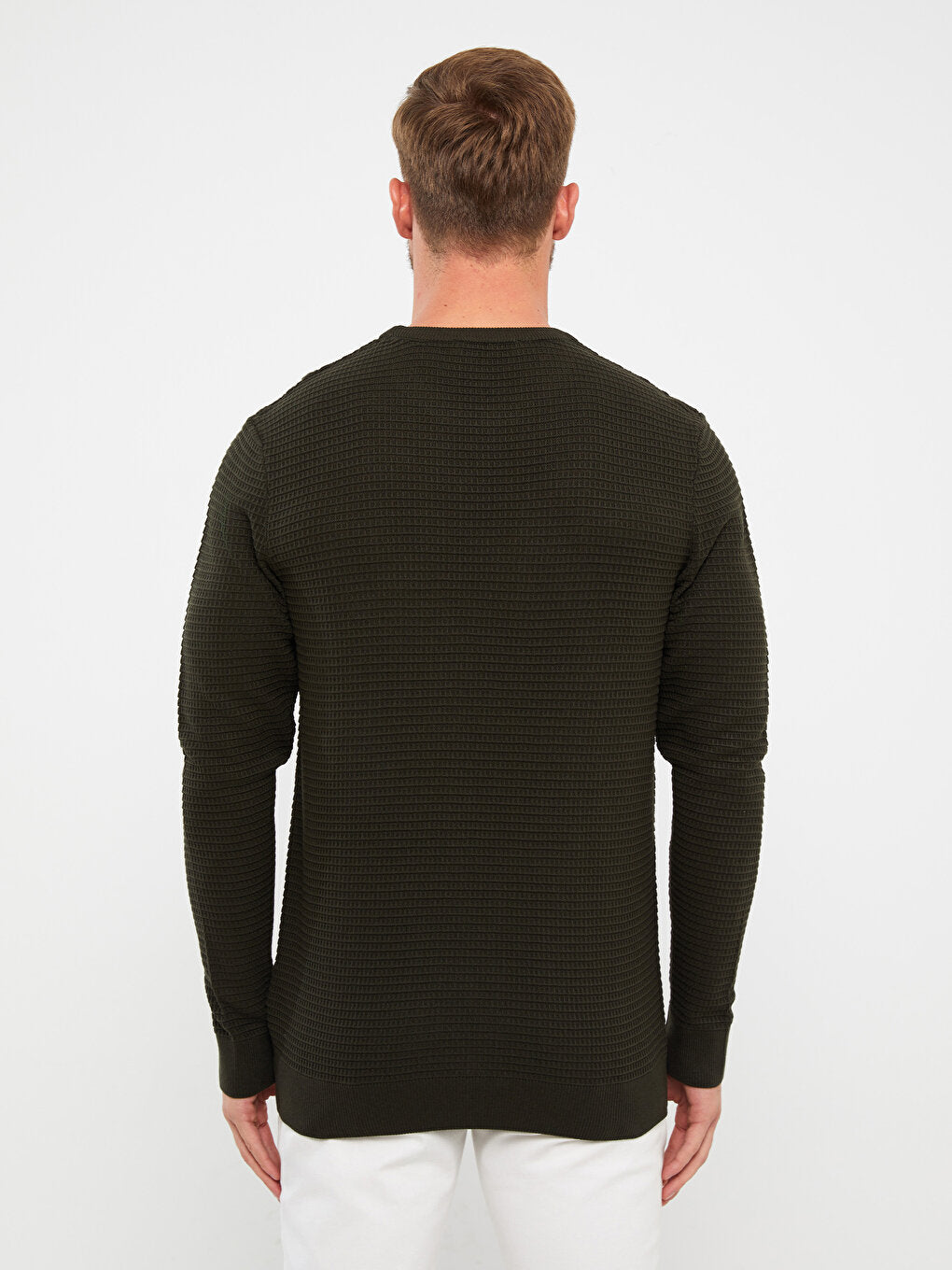 Crew Neck Long Sleeve Men's Knitwear Sweater