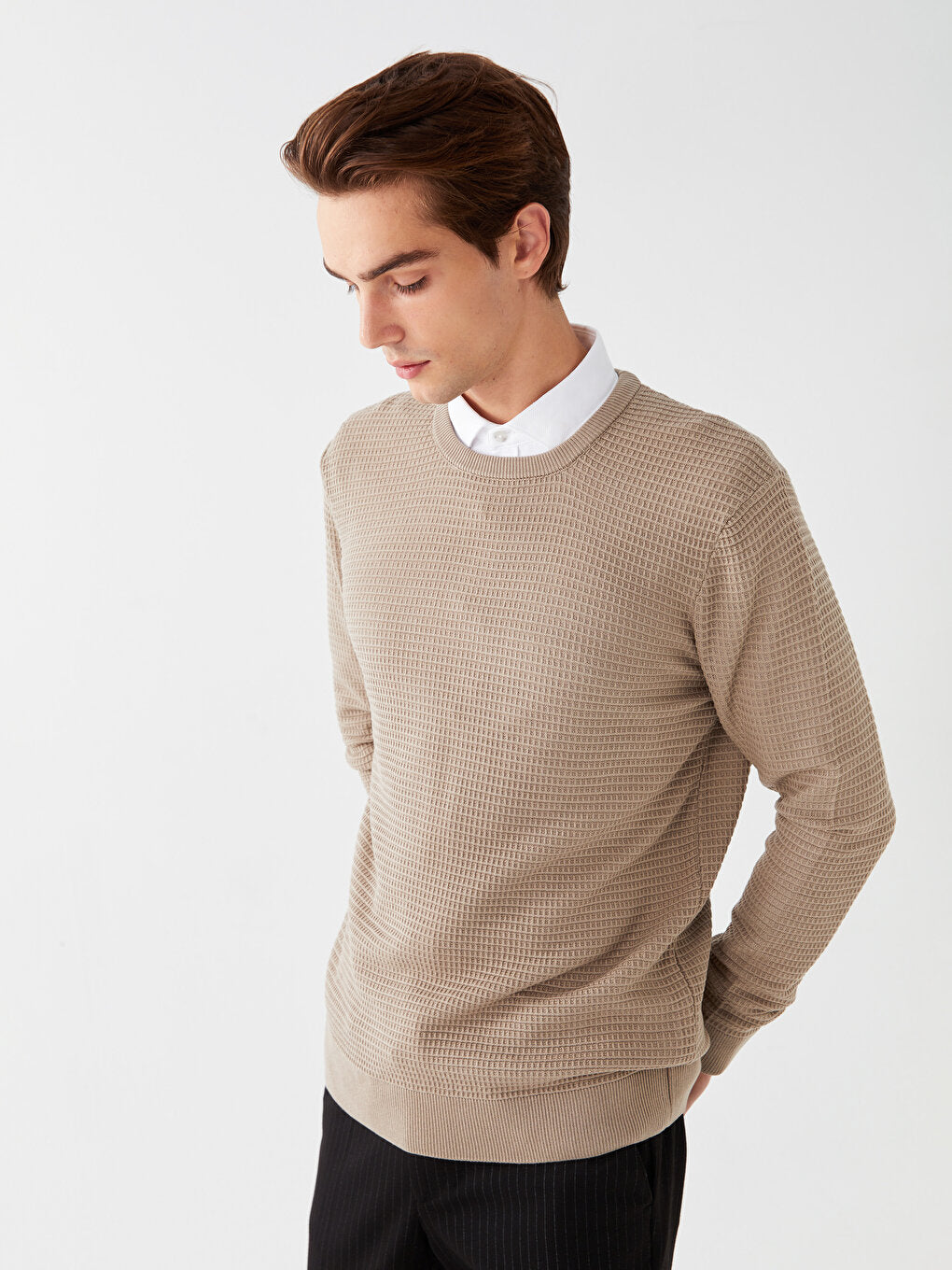 Crew Neck Long Sleeve Men's Knitwear Sweater