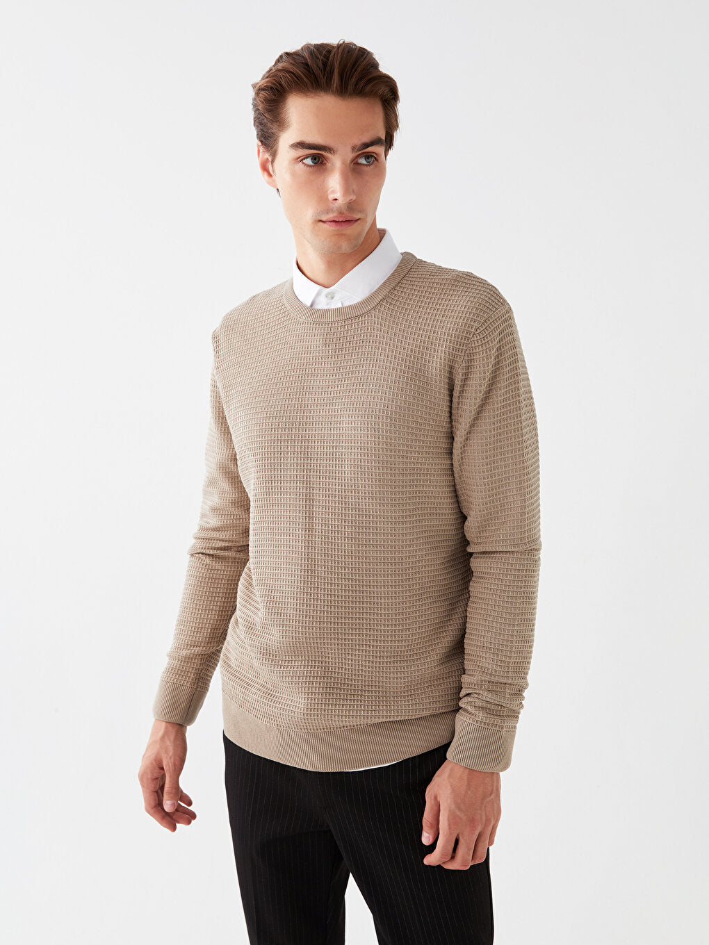 Crew Neck Long Sleeve Men's Knitwear Sweater